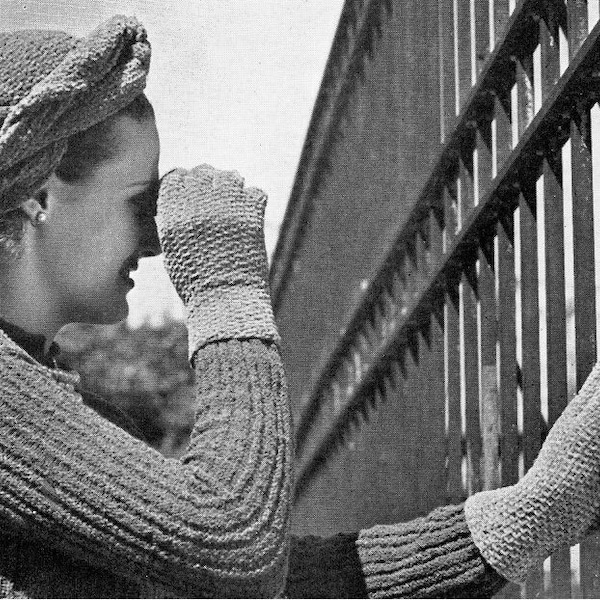 Vintage Women's Knitting Pattern - 1930’s Turban and Gloves - Instant Download PDF - 30’s Accessories