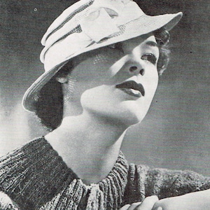 PDF Vintage Crochet Pattern - Woman's Hat -  instant download  - 1930s knitting pattern for ladies