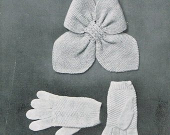 Vintage 50s Knitting Pattern - Women’s Knitted Ascot and Gloves - instant download PDF - 1950's Ladies scarf - Mrs. Maisel Scarf