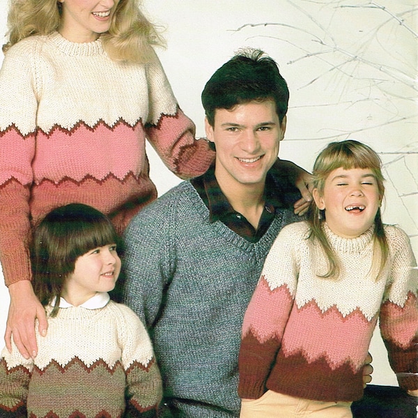 Vintage Knitting Pattern for Men, Women & Children - A Zig Zag Pullover - PDF Downloadable Knitting Pattern - Retro Sweater