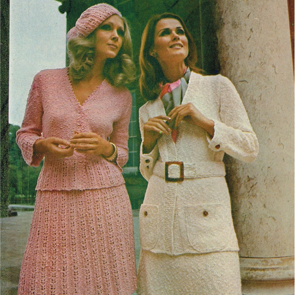 Vintage Women's Knitting Pattern - Ladies 2 piece outfit with options - 70s - instant download PDF - 1970s knitting pattern - retro