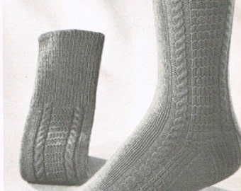 Vintage Sock Knitting Pattern for Men and Women - Retro Socks - PDF knitting pattern - Knitting patterns for women - - Cable and Bar sock