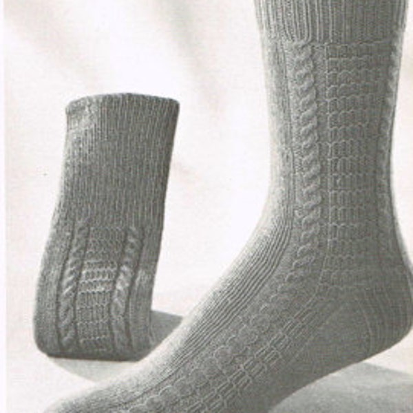 Vintage Sock Knitting Pattern for Men and Women - Retro Socks - PDF knitting pattern - Knitting patterns for women - - Cable and Bar sock
