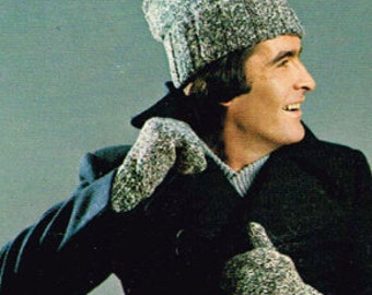 Vintage Knitting Pattern - Cossack Hat and Mittens Mitts - Men's - PDF Download - Retro - 70's - Knitting Patterns for Men