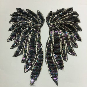 A Pair of Wing Sequined Applique Patch,Sequins Wings Patch Supplies for Coat,T-Shirt,Costume Decorative Appliques Patches