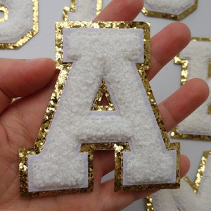 White Embroidered Letter Iron on Applique Patch,Embroidery Name Letters Patch for T-Shirt or Coat,Decoration Embroidery Appliques Patches