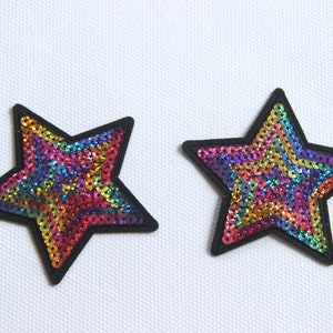 A Pair of Stars Sequined Applique Patch,Paillette Patch,Sequins Star Patch Supplies for Coat,T-Shirt,Costume Decorative Patches