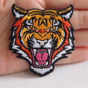 Tiger Head Embroidery Iron On Applique Patch,Embroidered Tiger Patch Supplies for Coat,T-Shirt,Jeans,Decorative Iron on Appliques Patches