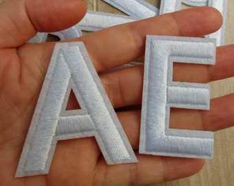 Weiß bestickt Eisen auf Buchstaben Applikation Patch, Eisen auf Namen Buchstaben Patch für T-Shirt oder Mantel, Dekoration Stickerei Eisen auf Patches