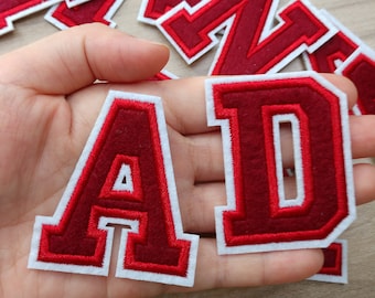 Dark Red Embroidered iron on Letters Applique Patch,Iron On Name Letters Patch for T-Shirt or Coat,Decoration Embroidery iron on Patches