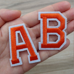 Orange Embroidered iron on Letters Applique Patch,Iron On Name Letters Patch for T-Shirt or Coat,Decoration Embroidery iron on Patches