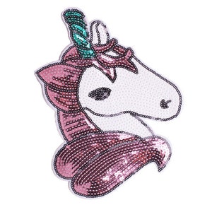 Horse Sequined Embroidery Applique Patch,Paillette Patch,Sequins Patch Supplies for Coat,T-Shirt,Costume Decorative Patches