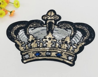 Crown Sequined Applique Patch,Paillette Patch,Sequins Patch Supplies for Coat,T-Shirt,Costume Decoration Patches
