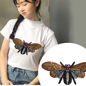 Butterfly Sequined Applique Patch,Paillette Patch,Sequins Patch Supplies for Coat,T-Shirt,Costume Decorative Appliques Patches