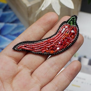 Delicate Embroidery Beaded Hot Pepper Sequined Applique Patch,Beaded Patch Supplies for Coat,T-Shirt,Costume Decorative Appliques Patch