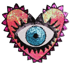 Großes Auge Pailletten Applikation Patch, Paillette Patch, Pailletten Herz Patch Lieferungen für Mantel, T-Shirt, Kostüm dekorative Patches