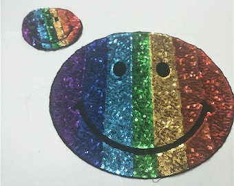 Colorful Smile Faces Sequined Applique Patch,Paillette Patch,Sequins Patch Supplies for Coat,T-Shirt,Costume Decoration Appliques Patches