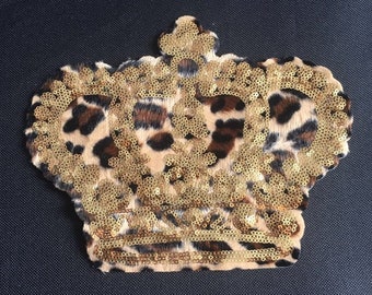 Crown Sequined Applique Patch,Paillette Patch,Sequins Patch Supplies for Coat,T-Shirt,Costume Decorative Appliques Patches