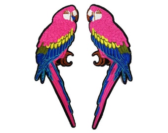 A Pair of Bird Embroidery Applique Patch,Embroidered Parrot Patch Supplies for Coat,T-shirt or Jeans Decorative Appliques Patches