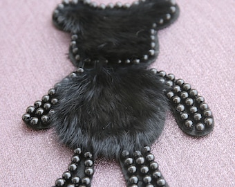 Delicate Beaded Bear Sequined Applique Patch,Embroidery Fur Bear Patch Supplies for Coat,T-Shirt,Costume Decorative Appliques Patches