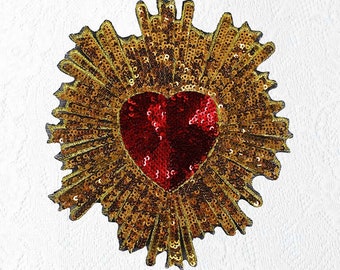 Golden mouth Sequined Applique Patch,Sequin Florals Sequins Patch Supplies for T-Shirt,Jeans,Dress Decorative Appliques Patch