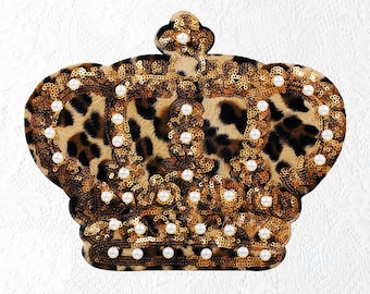 Crown Sequined Applique Patch,Paillette Patch,Sequins Fur Crown Patch Supplies for Coat,T-Shirt,Costume Decorative Appliques Patches