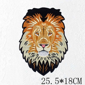 ライオン刺繍アイロンアップリケパッチ、コート、Tシャツ、ジーンズ用刺繍ライオンヘッドパッチ用品、装飾アイロンアップリケパッチ