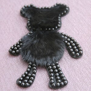 Delicate Beaded Bear Sequined Applique Patch,Embroidery Fur Bear Patch Supplies for Coat,T-Shirt,Costume Decorative Appliques Patches