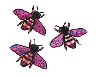 3 Pieces Bee Embroidered Iron on Applique Patch,Embroidery Bees Patch for Clothing or T-shirt,Decorative Embroidery Iron on Applique Patches