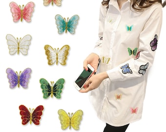 9 Pieces Butterfly Embroidered Iron on Applique Patch,Embroidery Patch for Coat,T-Shirt or Jeans Decorative Embroidery Appliques Patches