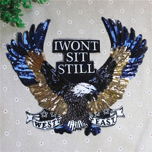 Large Flying Eagle Sequined Applique Patch,Paillette Patch,Sequins Patch Supplies for Coat,T-Shirt,Costume Decoration Applique Patches