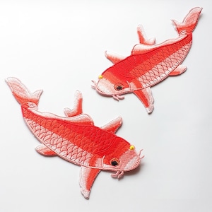 A Pair of Embroidered Iron On Fish Applique Patch,Iron On Fishes Patches for Clothing or Dress,Decorative Embroidery Appliques Patches