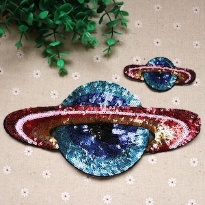 Planet Sequined Applique Patch,Paillette Patch,Sequins Earth Patch Supplies for Coat,T-Shirt,Costume Decorative Appliques Patches