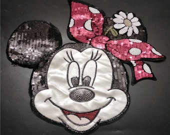 Minnie Sequined Applique Patch,Paillette Patch,Sequins Cartoon Patch Supplies for Coat,T-Shirt,Costume Decorative Appliques Patches