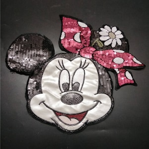 Minnie Sequined Applique Patch,Paillette Patch,Sequins Cartoon Patch Supplies for Coat,T-Shirt,Costume Decorative Appliques Patches