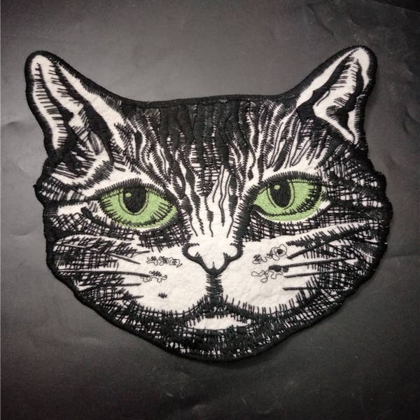 Cat Head Embroidered Applique Patch,Vintage Cat Patch for Coat,T-Shirt,Jeans Decorative Embroidery Appliques Patches