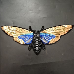 Large Butterfly Beaded Sequined Applique Patch,Paillette Patch,Sequins Patch Supplies for Coat,T-Shirt,Costume Decorative Patches