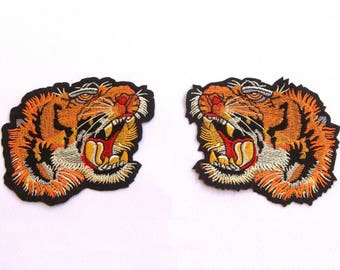 One Pair of Tigers Embroidered Applique Patch,Vintage Tiger Patch for T-shirt or Jeans Decorative Embroidery Appliques Patches