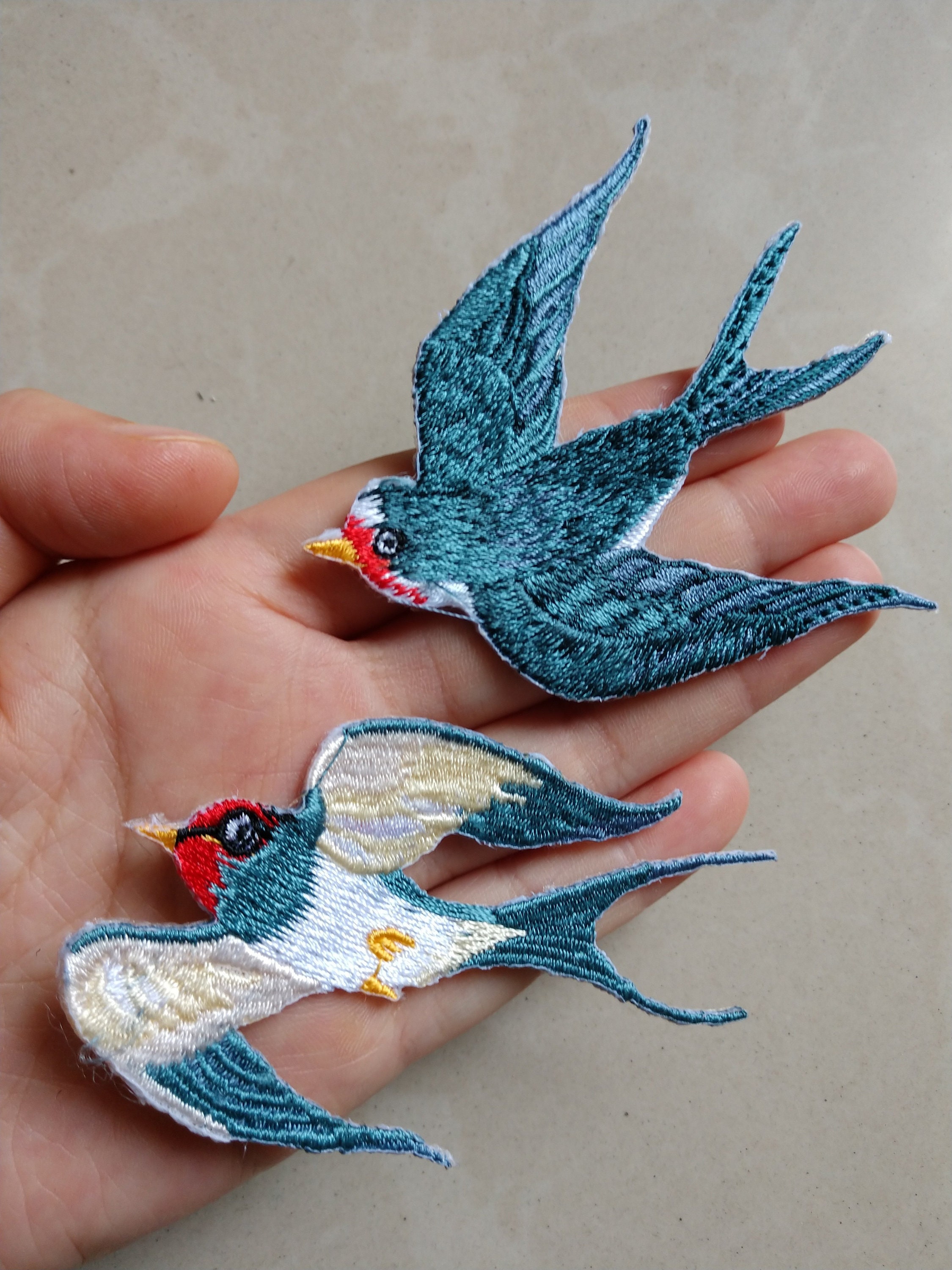 2 Pieces Embroidered Iron On Bird Applique PatchVintage Birds Etsy