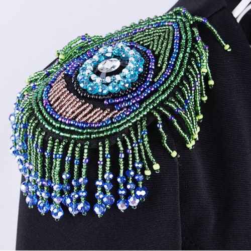 A Pair of Tassels Diamond Epaulethandmade Beaded Shoulder Etsy