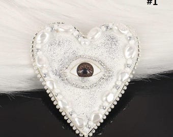Delicate Eye Embroidery Rhinestone Applique Patch,Beaded Eyes Patch Supplies for Coat,T-Shirt,Costume Decorative Applique Patches