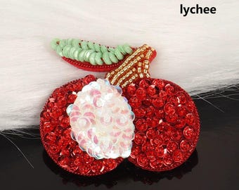 Various Embroidery Rhinestone Fruits Sequined Applique Patch,Beaded Fruit Patch Supplies for Coat,T-Shirt,Costume Appliques Patches