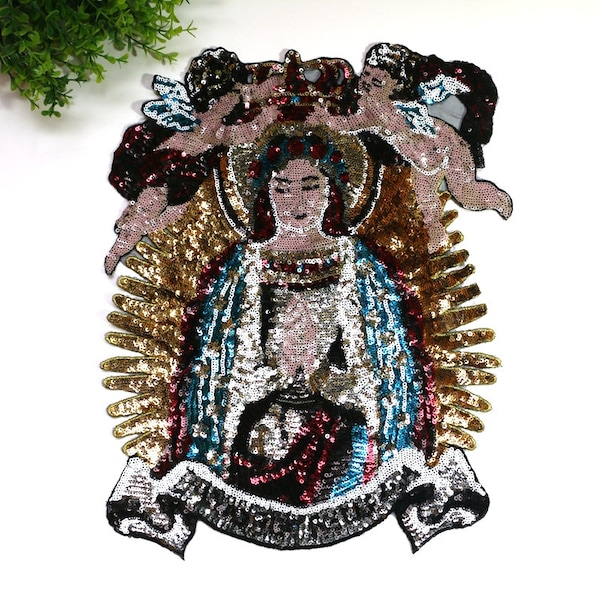 Large Goddess Angels Sequined Applique Patch,Paillette Patch,Sequins Patch Supplies for Coat,T-Shirt,Costume Decorative Patches