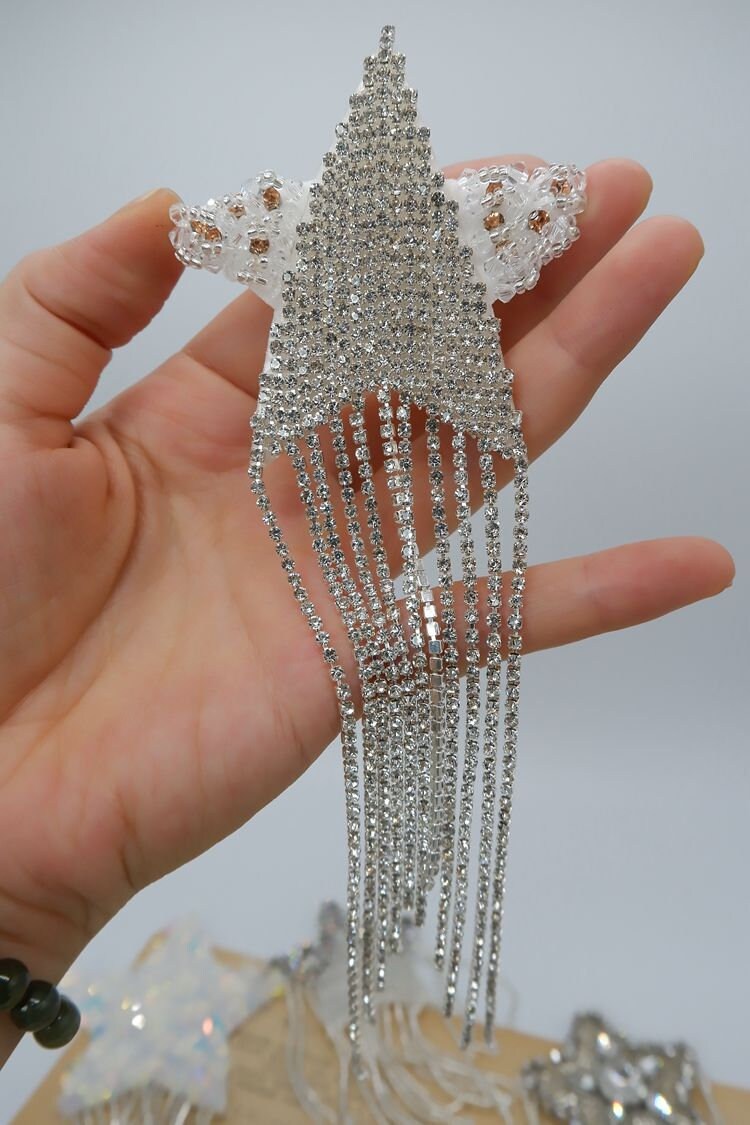 Delicate Embroidery Beaded Star Applique PatchRhinestone Etsy