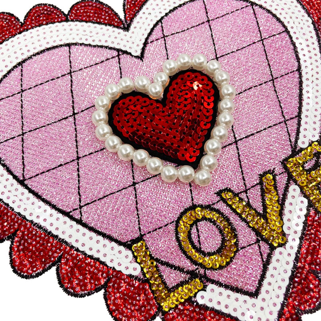 YYCRAFT Pack of 30 Pcs Shinny Sequins Heart 2.5 Inch Iron on