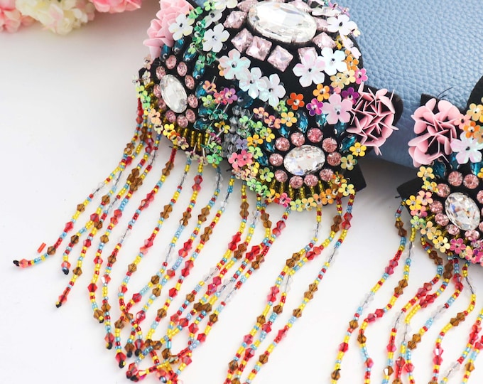 Studded Tassel Festival Tassel Epaulettes, Tassel Shoulder Pads