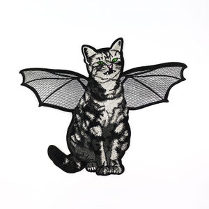 Vintage Cat Patch,Fliegende Katze Gestickte Applikation Patch, Vintage Katze Patch für Kleidung oder Kleid, Dekorative Stickerei Applikationen Patches
