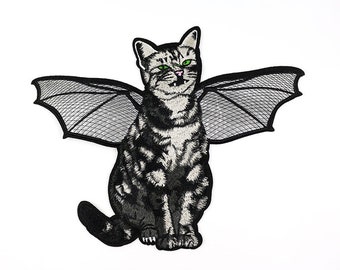 Flying Cat Embroidered Applique Patch,Vintage Cat Patch for Clothing or Dress,Decorative Embroidery Appliques Patches