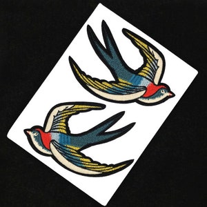 A Pair of Swallow Embroidery Iron On Applique Patch,Embroidered Bird Patch Supplies for Coat,T-Shirt,Jeans,Decorative Iron on Patches