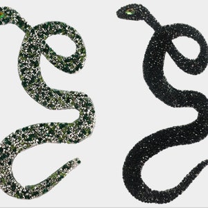 Snake Embroidery Rhinestone Iron on Applique Patch,Diamond Snake Supplies for Coat,T-Shirt or Jeans Decorative Appliques Patches (4 Colors)